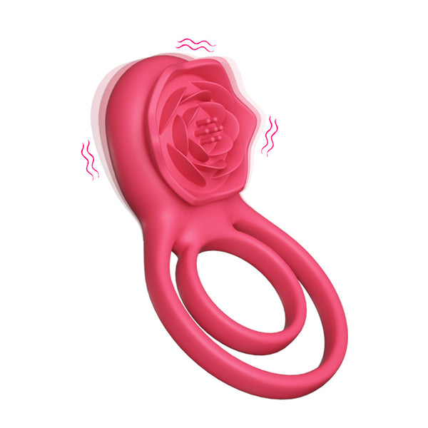 Vibrating Cock Ring with Rose Clit Stimulation