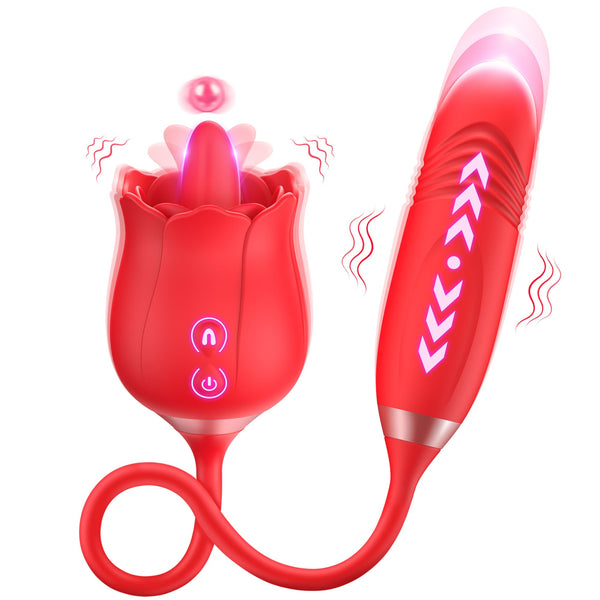 Rose Vibrator with Licking & Thrusting Functions